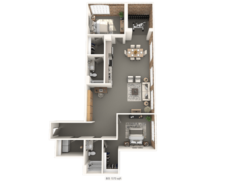 a 2 bedroom apartment with workout space at converse mill lofts in Spartanburg, SC.